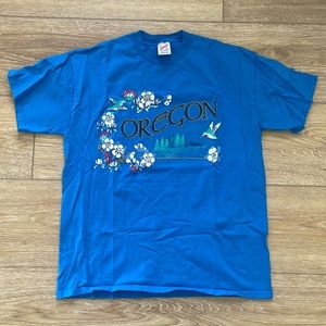 Blue Vintage Oregon Floral Graphic Tee